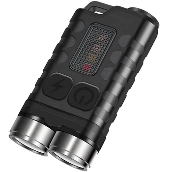 1 шт. Брелок-фонарик на 900 люмен с боковой подсветкой IP65 Водонепроницаемый магнитный фонарик черный