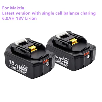 100% Оригинальная Аккумуляторная Батарея Электроинструментов Makita 18V 6000mAh со Светодиодной Литий-ионной Заменой LXT BL1860B BL1860 BL1850 BL 1830