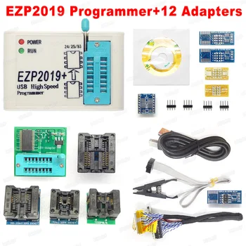 100% Оригинальный Новый EZP2019 + 12 Адаптеров Высокоскоростной USB SPI Программатор Поддержка 24 25 93 EEPROM Flash Bios Чипы Win8 32/64bit