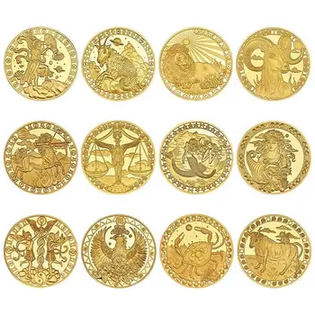 12 Монет Constellations, Коллекционная Памятная монета на кончике пальца, Счастливый значок Созвездия в евро-Американском стиле, Небольшой подарок