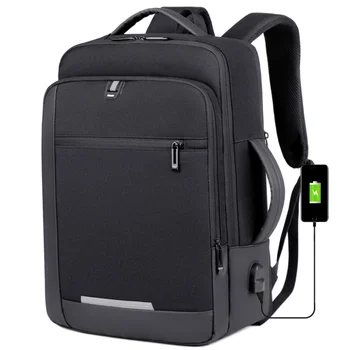 15-дюймовый Многофункциональный рюкзак для ноутбука, мужские сумки, водонепроницаемый Оксфордский ноутбук, расширяемая зарядка через USB, Черная сумка, дорожные рюкзаки