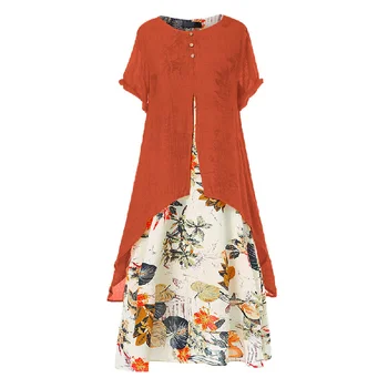 2022 Moonbiffy, Новая женская летняя шикарная мода с коротким рукавом, свободное платье Макси в стиле бохо, платья с цветочным рисунком большого размера