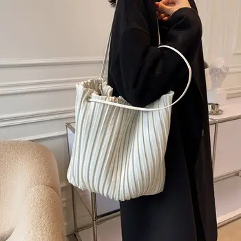2022 новый простой модный морщинистый дизайн, студенческая сумка, женская сумка через плечо, женская сумка-тоут большой емкости, дорожная пляжная сумка для покупок