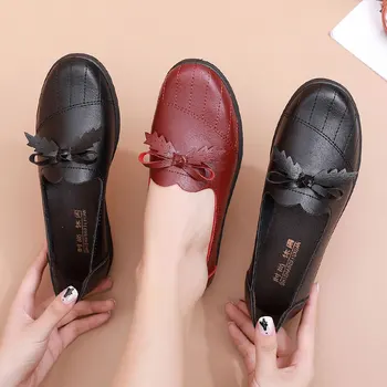 2022 Осенняя новая обувь для мам с мягкой подошвой, нескользящие одиночные туфли большого размера, женская обувь, повседневная модная удобная обувь на плоской подошве
