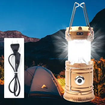 2022 Портативное Солнечное Зарядное Устройство Фонарь для кемпинга Лампа Светодиодного наружного освещения Лампа для складной палатки USB Перезаряжаемый фонарь