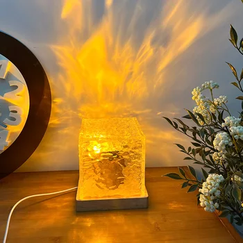 2023 Новый Вращающийся ночник с водной рябью, Креативный Пламенный Атмосферный светильник, светодиодный ночник, проекционная лампа для спальни