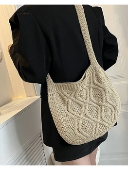 2023 Новый модный тренд Вязаная сумка Удобная Красивая сумка через плечо Однотонная сумка-тоут Твист-сумка Ретро-сумка Женская сумка