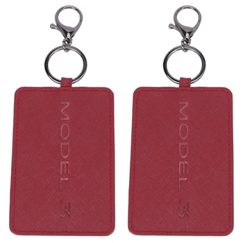 2X держатель для ключей для Tesla Model 3, из легкой кожи с защитой от пыли, брелок для ключей для Tesla Model 3, аксессуары, красный