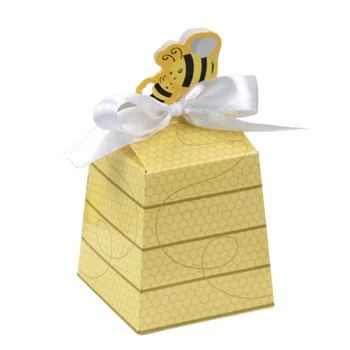 50шт Подарочная коробка для Пчелиных Благосклонностей Милые Медовые Крещенские Пустотелые Коробки для конфет С лентой Крещение Душа ребенка Декор для свадьбы новорожденного