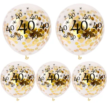 5шт Баллон 30 40 50 лет С Днем Рождения, Воздушные шары с Конфетти, Декор для свадебной вечеринки, Украшения для взрослых и детей, Латексный баллон
