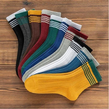 7 пар мужских носков средней длины, чулки, однотонный хлопковый японский дезодорант с длинной трубкой, спортивные баскетбольные носки