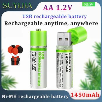 AA 1,2 В Никель-металлогидридная аккумуляторная батарея 1450 мАч USB аккумуляторная батарея для дистанционного управления мышь будильник маленький вентилятор электрические игрушки