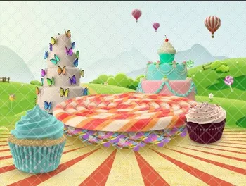 candy land lollipop cupcakes realm щелкунчик фон для торта Компьютерная печать для детей детские фоны