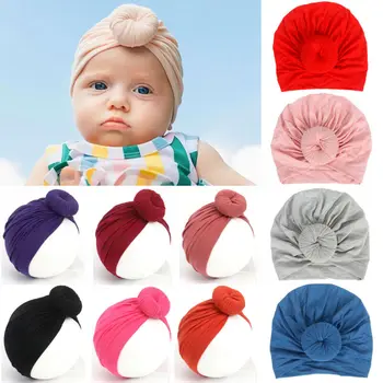 Citgeett Для новорожденных малышей, маленьких девочек, мальчиков, Тюрбан, хлопковая шапочка-бини, Зимняя кепка, однотонная