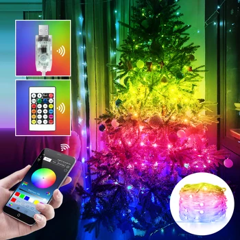 Dreamcolor USB LED String Light APP Control Программируемые Сказочные Огни WS2812B RGBIC Рождественская Гирлянда Для Свадебного Украшения