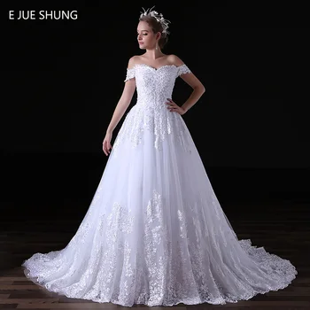 E JUE SHUNG Белое Кружевное Бальное Платье С Аппликациями, Свадебные Платья С Открытыми Плечами, Свадебные Платья vestidos de novia