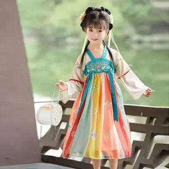 Hanfu Girls Dress, Милое детское платье для фотосъемки, Весенне-Рождественское платье, Детский костюм, фотоодежда, детские наряды, Хан Фу