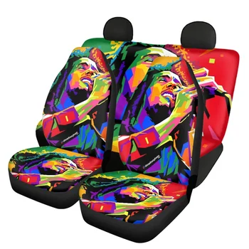 INSTANTARTS Bob Marley Reggae Rasta Мягкие чехлы для автомобильных сидений спереди и сзади, моющийся протектор автомобильного сиденья, прочный