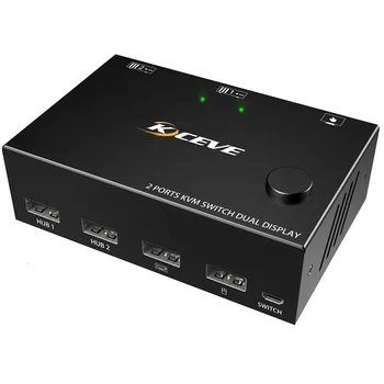 KCEVE KC-KVM202 HD KVM Switcher Переключатель с двумя дисплеями с разрешением видео до 3840*2160 при частоте 30 Гц Широкая совместимость с подключи и играй