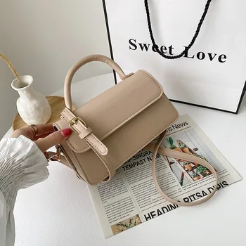 Petscog Модная женская сумка через плечо 2022 Квадратная Сумка простого дизайна, сумки через плечо, Однотонные Повседневные сумки с верхней ручкой