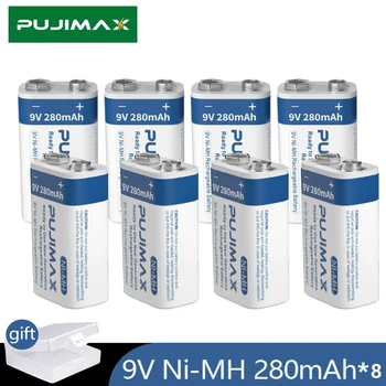 PUJIMAX Новый 4шт 9V Bateria Перезаряжаемый Ni-MH Аккумулятор 280mAh для Мультиметра/Гитары/Игрушечного Пульта Дистанционного Управления/Инструмента Экономичный