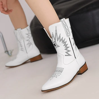 QPLYXCO Botas De Mujer / 2022 Модные ботильоны с простой вышивкой в стиле Колледжа и острым носком; Женская обувь; Большие Размеры 47 48 W-13