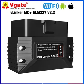 Vgate vLinker MC + ELM327 V2.2 OBD2 OBD 2 Сканер WIFI BimmerCode FORScan Bluetooth-Совместимый для IOS Android PK ELM 327 V1.5