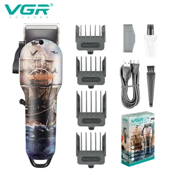 VGR Машинка для стрижки волос Триммер для мужчин Машинка для стрижки волос Профессиональный Триммер Парикмахерская Беспроводная Перезаряжаемая Регулируемая V-690