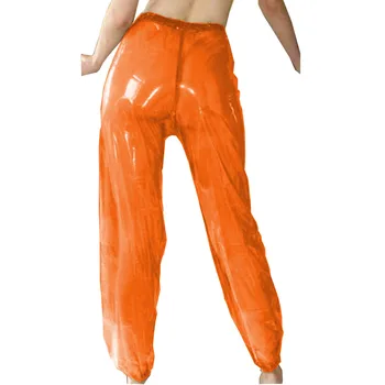Wetlook Экзотические Прозрачные Сексуальные Эротические шаровары из прозрачного пластика ПВХ, прозрачные свободные брюки с поясом, готические Мешковатые брюки 7XL