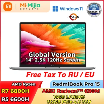Xiaomi RedmiBook Pro 14 Ноутбук AMD Ryzen Mi Notebook R5 6600H/R7 6800H 16G + 512G 660M/680M Графика 2.5K 120 Гц ПК Компьютер