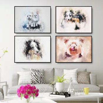 Абстрактный плакат с изображением собаки на холсте, плакат с изображением разных животных, печать на холсте, настенное искусство, украшение дома в гостиной