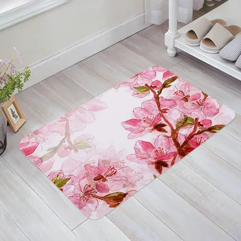 Акварель Сакура, Розовый цветок, декоративный противоскользящий ковер для ванной, Ванная комната, кухня, спальня, коврики для пола, мягкий коврик для входа в помещение