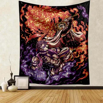 Аниме Rengoku Kyoujurou Demon Slayer Гобелен, висящий на стене, ткань для украшения пляжной гостиной, ткань для фона спальни