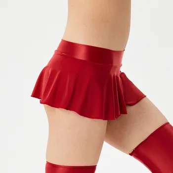 Атласная шелковистая юбка сексуальный обтягивающий спортивный купальник для Йоги балетная юбка ультракороткое платье-зонтик ультратонкая глянцевая юбка вечернее платье