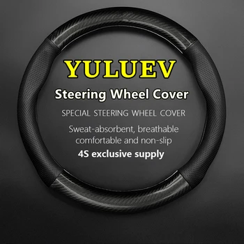 Без запаха Тонкий чехол для рулевого колеса YULUEV из натуральной кожи и углеродного волокна