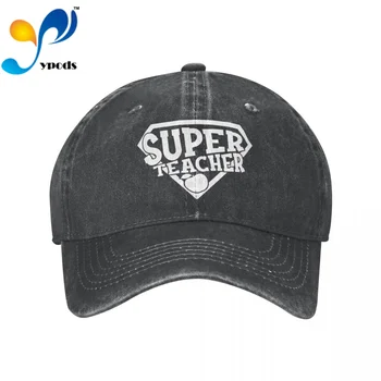 Бейсболка Super Teacher из джинсовой ткани, Бейсболки Snapback, осенне-летняя шляпа для мужчин, женские Кепки, Кепки-кепки