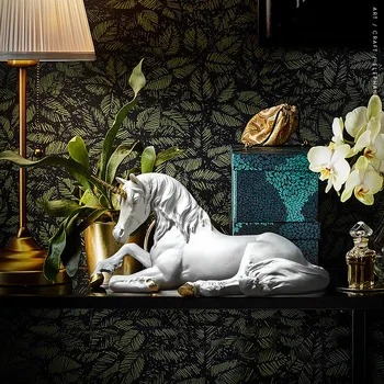 Белый Единорог из скандинавской смолы, статуя лошади, фигурки животных, современное украшение домашнего офиса, декор гостиной, Сказочного сада