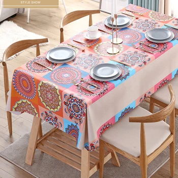 Боснийская мандала Mandala ПВХ Ткань для скатерти, покрытие стола, водонепроницаемый домашний текстиль