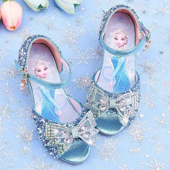 Босоножки для девочек Disney Frozen 2, обувь для косплея принцессы Эльзы, Хрустальные туфли для девочек-подростков, обувь для дефиле на высоких каблуках, детская обувь для показа на подиуме