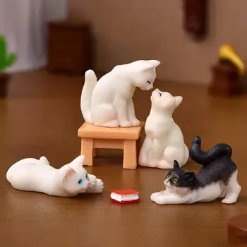 Великолепные миниатюры Из кошачьего пластика, долговечные Инновационные милые фигурки кошек, демонстрационная игрушка, маленькая статуэтка кошки, декоративная