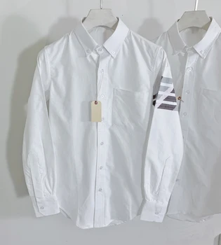 Весенняя рубашка TB THOM, модная брендовая мужская рубашка, Классическая 4-полосная Повседневная хлопковая Оксфордская оптовая продажа, официальная повседневная рубашка TB