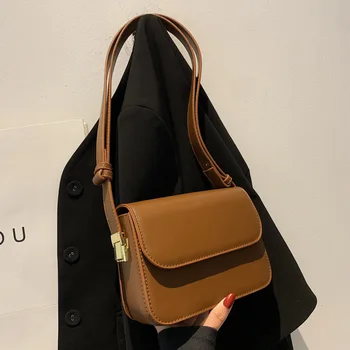 Винтажная женская сумка из искусственной кожи 2022, однотонные Модные женские сумки через плечо, роскошный дизайн Bolsa