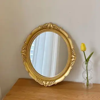 Винтажное золотое подвесное зеркало во французском стиле, настенное украшение, зеркало для макияжа