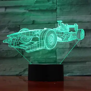 Горячая 3D Модель Гоночного Автомобиля Led Night Light Luminarias Современная Атмосфера Спальни Настольная Лампа RGB Декор Детские Подарки 974