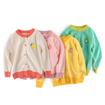 Детский кардиган, хлопковая куртка, весенняя новинка, детская одежда, фруктовый свитер для девочек