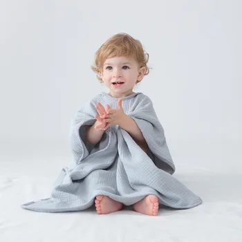 Детское одеяло для новорожденных из хлопчатобумажной пряжи, плащ с капюшоном, Банное полотенце, впитывающий купальный халат, Детский пляжный