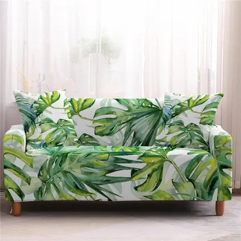 Диван, покрытый зелеными листьями растений, чехол для дивана из полиэстера, Украшение спальни, гостиной 