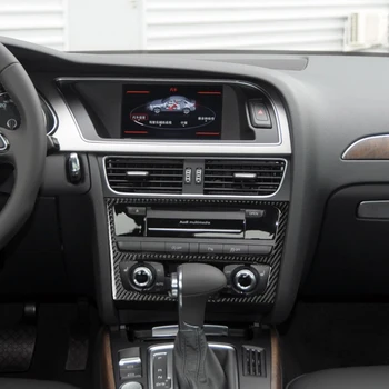 Для Audi A4 B8 A5 2009-2016 Q5 8R, автомобильное центральное управление, CD-панель, отделка, наклейка, крышка, аксессуары для интерьера из углеродного волокна