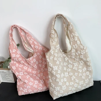 Женская жилетка, кружевная холщовая сумка, дизайнерская сумка, простая Сказочная цветочная кружевная сумка через плечо, вместительная женская сумка для покупок