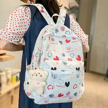 Женская Милая сумка для путешествий с мультяшным принтом для девочек, модные женские школьные сумки для ноутбука, женский модный рюкзак для колледжа Kawaii
